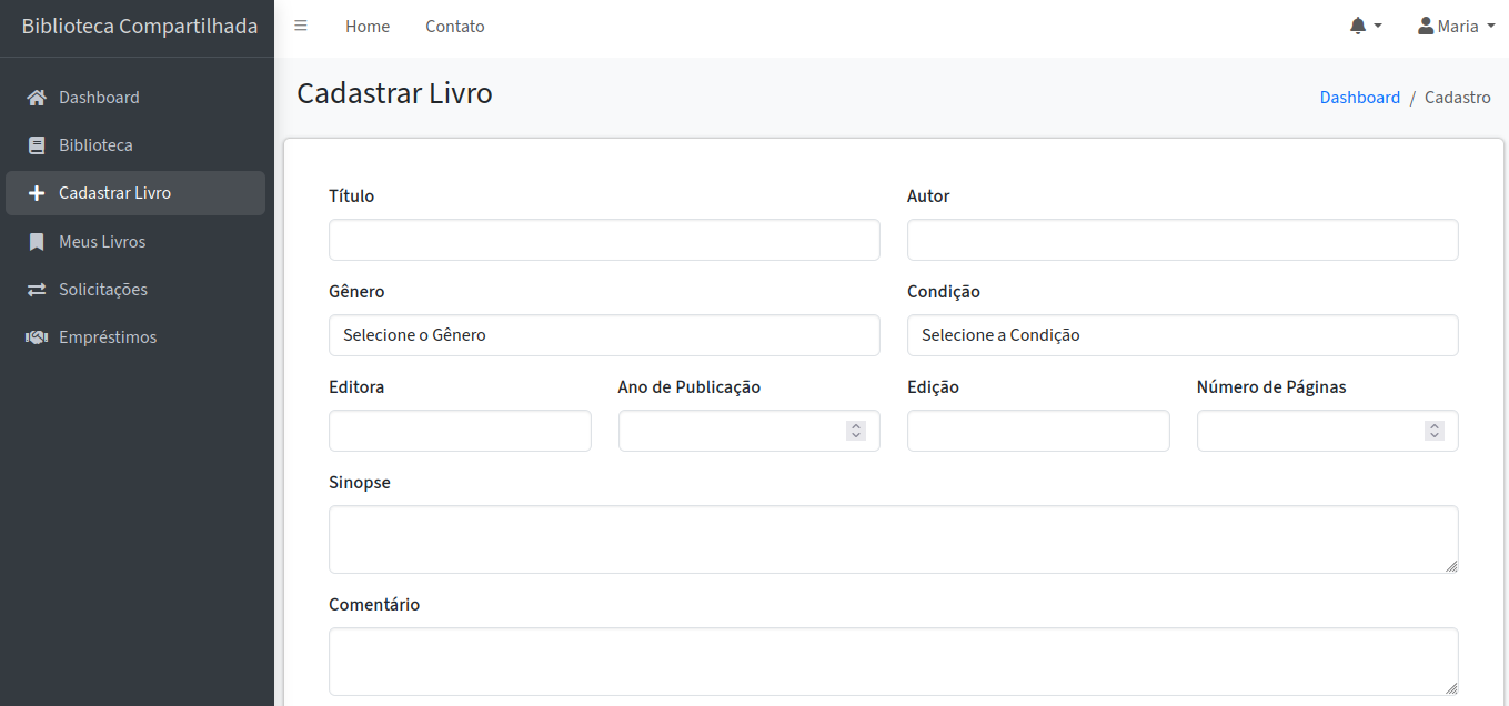 cadastrar livro